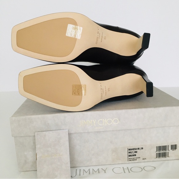 Jimmy Choo MAHESA 85 Square Heel Knee Hight Dark Brown Calf Leather Wome… - Picture 9 of 16